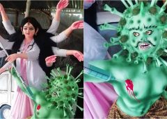 durga-idol-corona-asur-viral